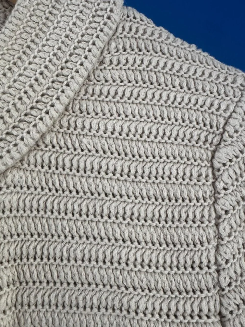 Talbots Oatmeal Cotton Blend Costal Nautical Knit 4-Button Cardigan - Large